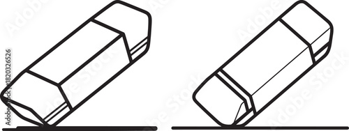 Two erasers in silhouette style on a line