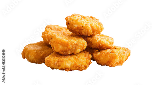 Golden Chicken Nuggets Pile isolated on a transparent background
