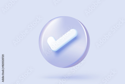 3d check mark icon isolated on white background. check list button best choice for right, success, tick, accept, agree on application. choose icon vector with shadow 3D rendering illustration
