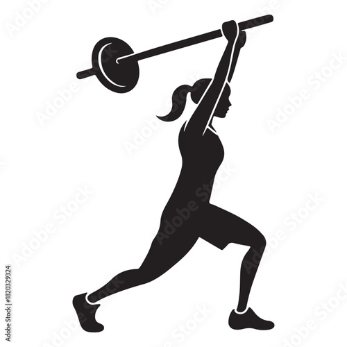 silhouette of a woman exercising with dumbbells, Vector