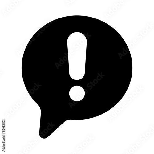 Bold exclamation chat bubble icon for alerts, warnings, important messages, and urgent notifications