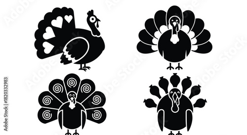 Turkey clip art vector illustration thanksgiving day decoration