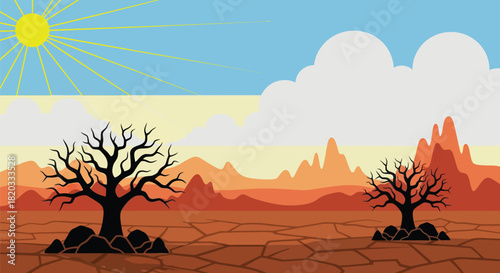 Desert landscape drought climate change arid environment dry trees