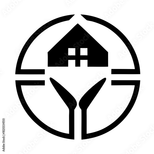 Travel Stamp Logo Featuring Hostel Icon And Fork