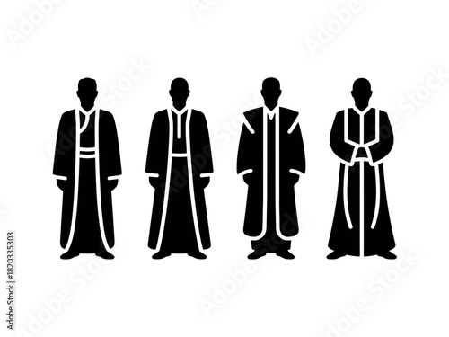 Traditional Men Silhouette Vector | Cultural Robe Male Figure Clipart | Islamic Ethnic Outfit Icon