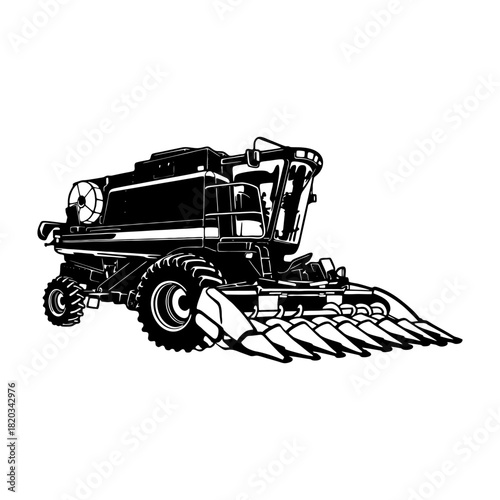 Harvester, Combine - Farm Tractor, farming vehicle - farming vehicle stencil