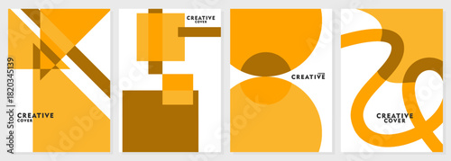 Creative covers, layouts or posters concept in modern minimal style for corporate identity, branding, social media advertising, promo. Modern cover design template with colorful dynamic overlay lines