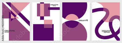 Creative covers, layouts or posters concept in modern minimal style for corporate identity, branding, social media advertising, promo. Modern cover design template with colorful dynamic overlay lines