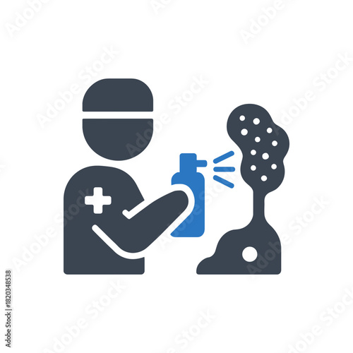 Doctor spraying virus infection icon
