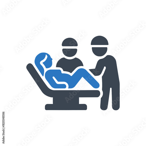 Childbirth delivery medical team icon