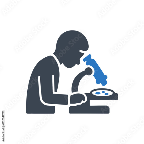 Scientist biology microscope study icon