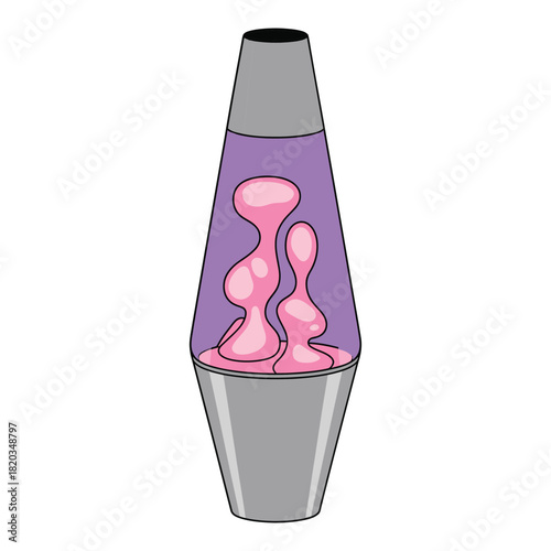 Retro lava lamp with pink wax and purple liquid, classic design, nostalgic calming glow