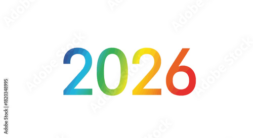 Vibrant 2026 graphic, year design with rainbow gradient, perfect for future planning, calendars, and event promotions with a modern, optimistic feel