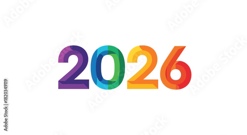 Vibrant 2026 year graphic celebrating new beginnings and future success, ideal for calendars, invitations, and promotional materials with a modern design aesthetic