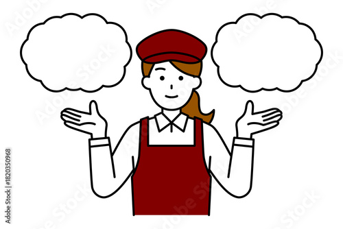 2つの選択肢を提案するカフェの女性店員