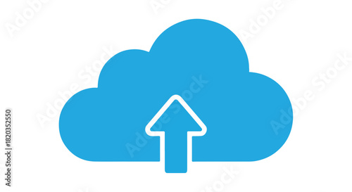 Cloud Storage Upload Icon Simple Light Blue Isolated