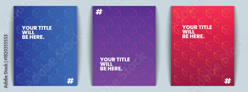 Geometric memphis abstract background with isometric cube pattern layout