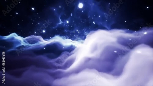 Dreamy Clouds Surreal Starry Night Sky Scape