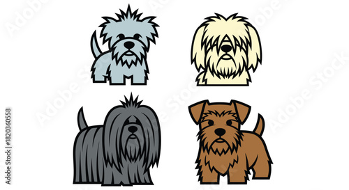 Adorable cartoon dog breeds, perfect for pet lovers or children's designs