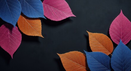 Colorful shimmering leaves creating a festive border