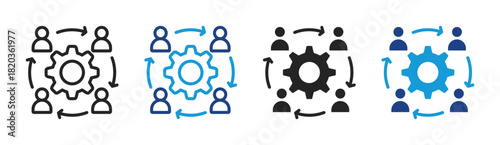 Teamwork icon set multiple style collection