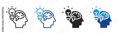 Brain Idea icon set multiple style collection