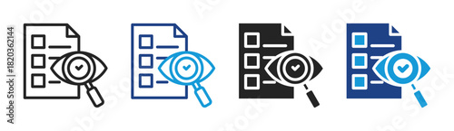 List Review icon set multiple style collection