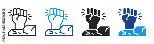 Empowerment Breakthrough icon set multiple style collection