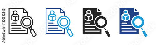 Document Research icon set multiple style collection