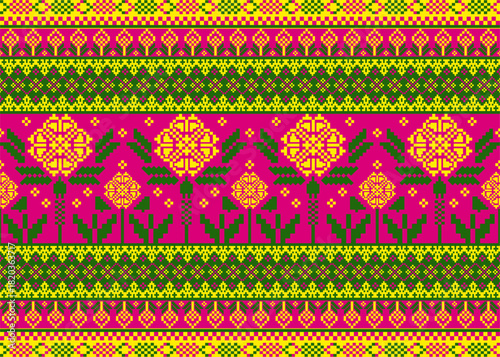 beautiful pixel tribal pattern inspired by each native pixel fabric like wayuu African native American southeast Asian traditional textile Thai silk pattern Aborigine Australian and Columbian fabric