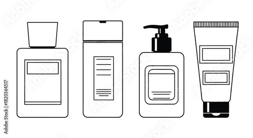 Elegant floral pattern on cosmetic bottles for skincare and beauty routine