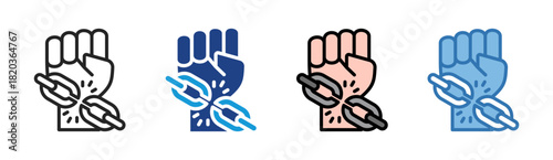 Breaking Chain icon set multiple style collection