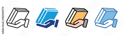 Hand Book icon set multiple style collection