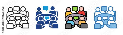 Team Discussion icon set multiple style collection