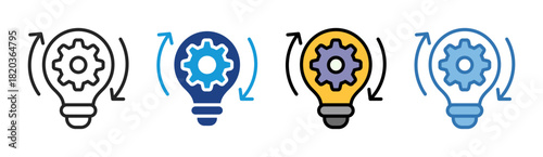 Innovation Cycle icon set multiple style collection