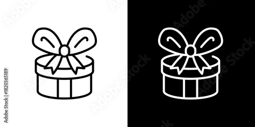 Outline Gift Box with Ribbon A Versatile Icon for Celebrations, Presents and Special Occasions