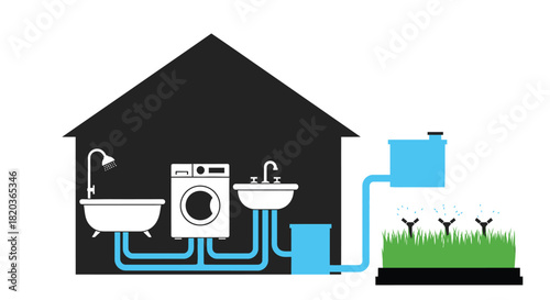 Plumbing system diagram for home with garden irrigation system design