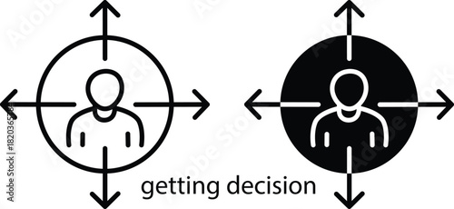 Decision Making Crossroads Multiple Choices Direction Dilemma Icon Vector Silhouette and Pictogram..eps