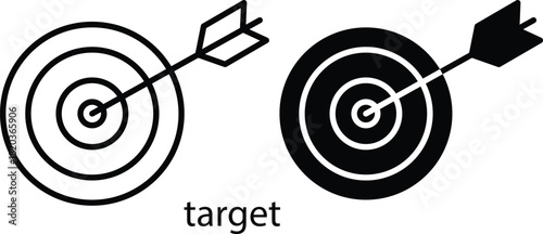 Goal Objective Aim Success Accuracy Bullseye Target Hit Vector Silhouette and Pictogram..eps