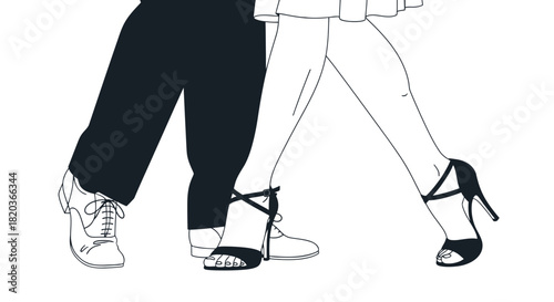 Passionate tango dancers stepping out with vibrant style and rhythm