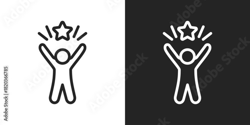 Achievement Icon In Black And White Line Style