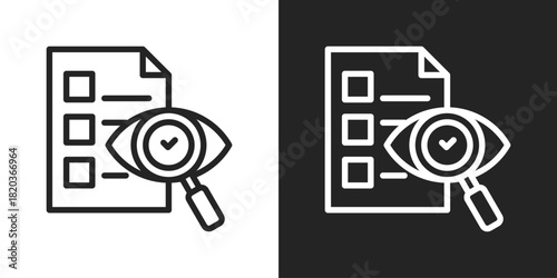 List Review Icon In Black And White Line Style