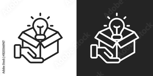 imagination Icon In Black And White Line Style