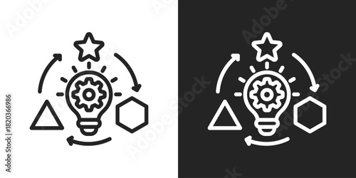 Creative Process Icon In Black And White Line Style