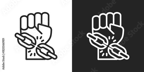 Breaking Chain Icon In Black And White Line Style