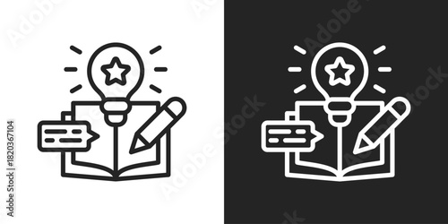 Creative Learning Icon In Black And White Line Style
