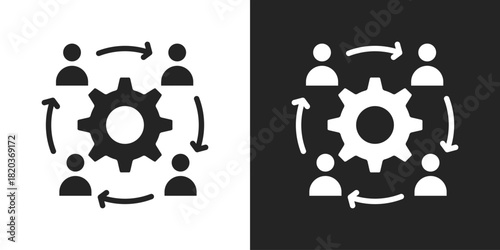 Teamwork Icon In Black And White Glyph Style