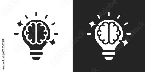 Spark Idea Icon In Black And White Glyph Style
