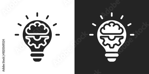 Badge Idea Icon In Black And White Glyph Style