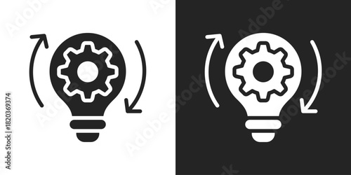 Innovation Cycle Icon In Black And White Glyph Style